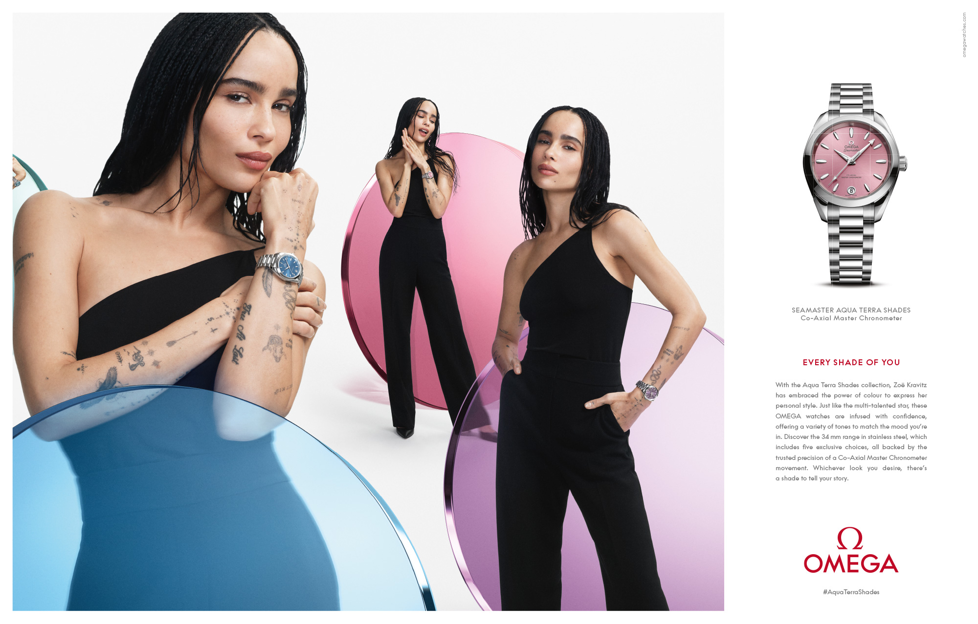 omega, speedmaster aqua terra shades, zoe kravitz, co-axial master chronometer,hollywood authentic, greg williams, greg williams photography